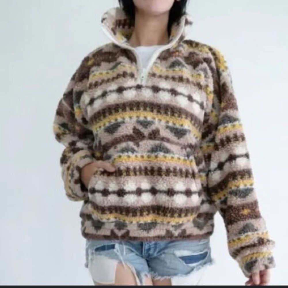 Aerie Cozy Patterned Quarter Zip